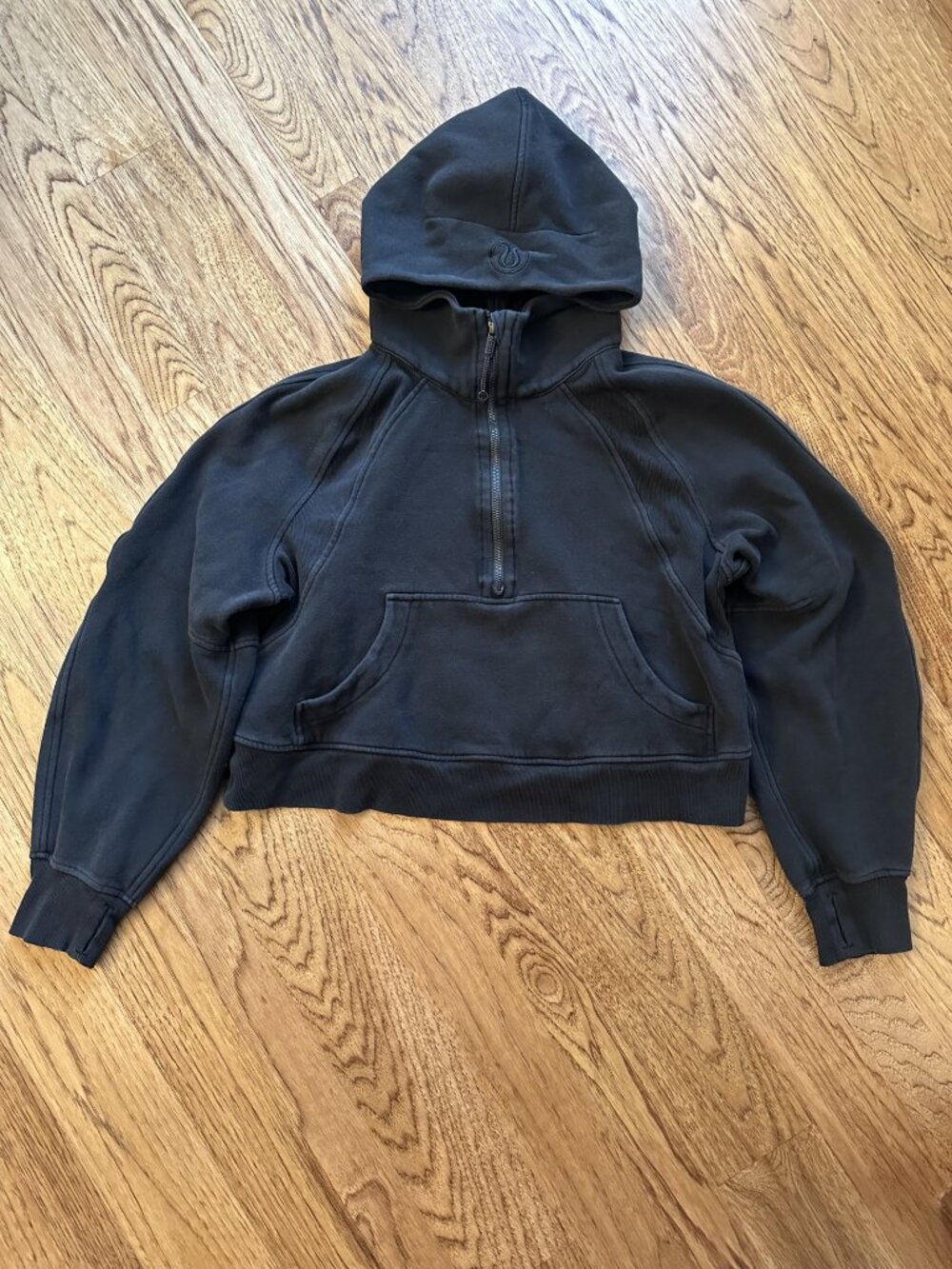 Lululemon Scuba Women’s Half Zip Pullover Cropped Hoodie Black M/L ATHLEISURE - Picture 2 of 4